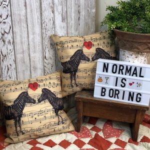 Zebra Music Pillows. Set of 2
